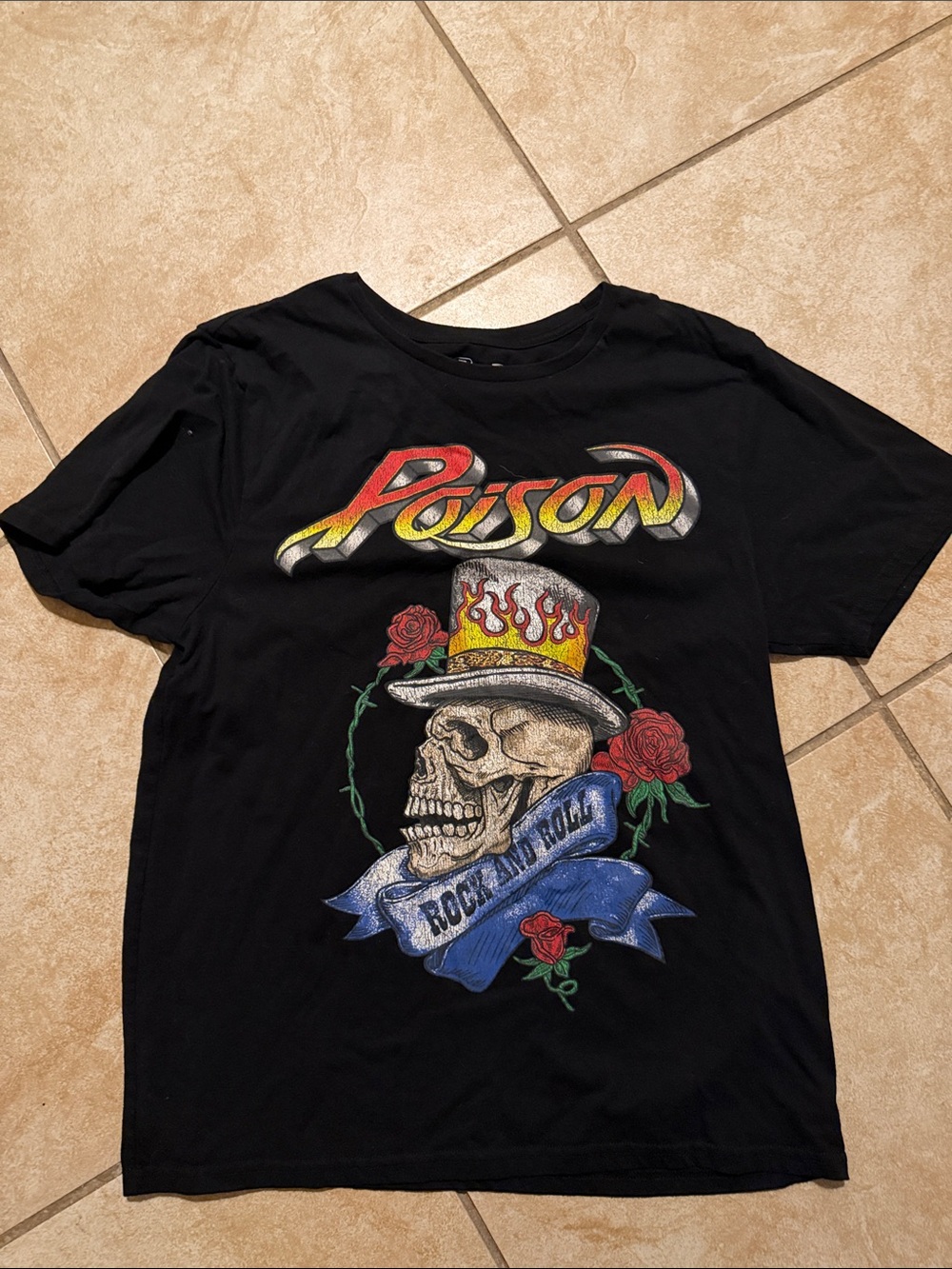 Poison Rock 'N' Roll Skull Graphic Tee - Black